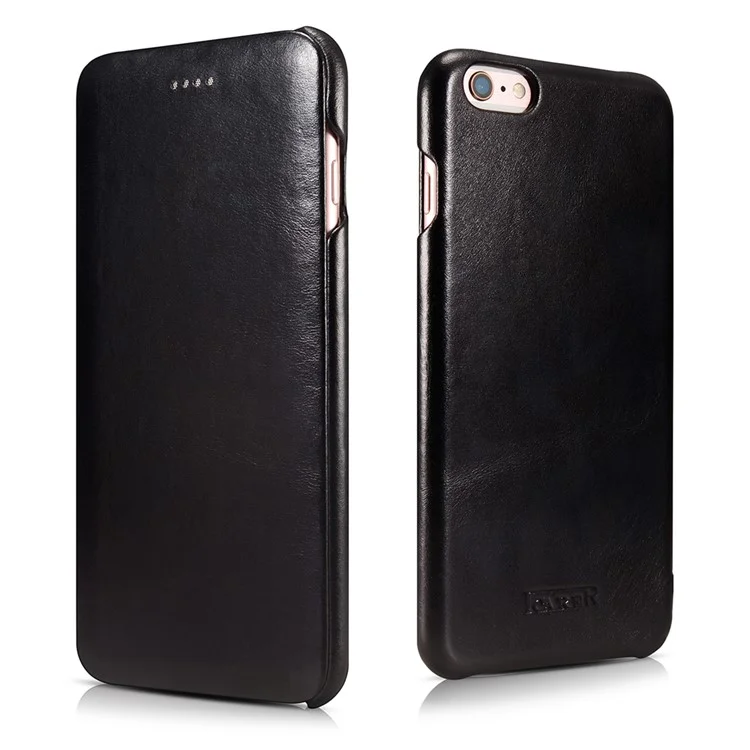ICARER Curved Edge Vintage Genuine Leather Case for iPhone 6S Plus / 6 Plus - Black