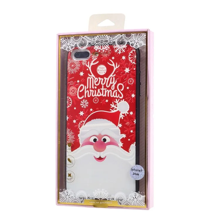 XINCUCO Merry Christmas EmbossmentPC TPU Combo Case for iPhone 7 Plus - Smiling Santa Claus
