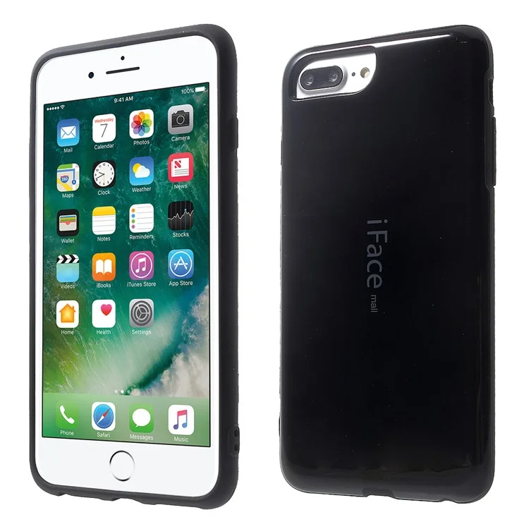 IFACE MALL Glossy Hybrid PC + TPU Phone Case for iPhone 7 Plus/6s Plus/6 Plus/8 Plus - Black