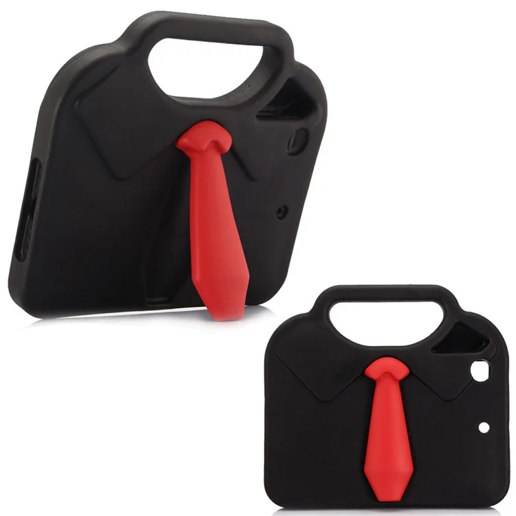 3D Shirt Tie EVA Shockproof Handle Case with Kickstand for iPad mini 4/3/2/1 - Black