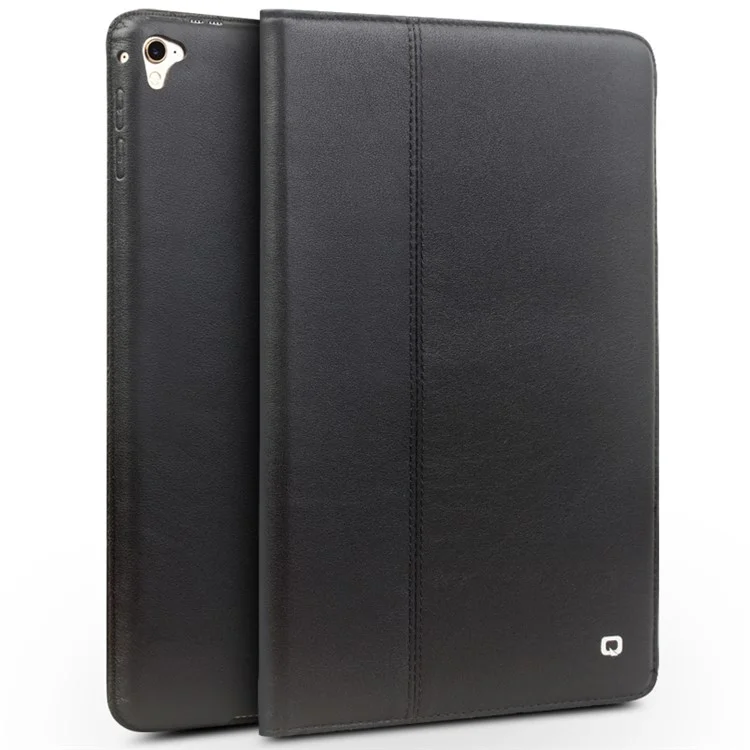 QIALINO Smart Vintage Cowhide Leather 360 Degree Protective Stand Case for iPad Pro 9.7 - Black