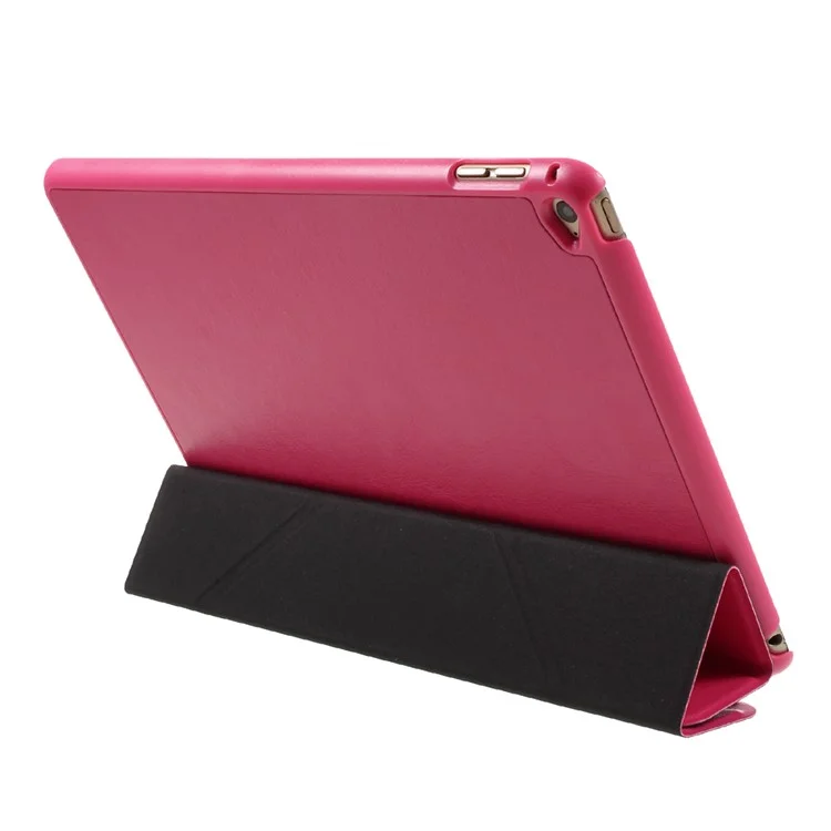 Tri-fold Origami Stand Leather Folio Case for iPad Air 2 - Rose