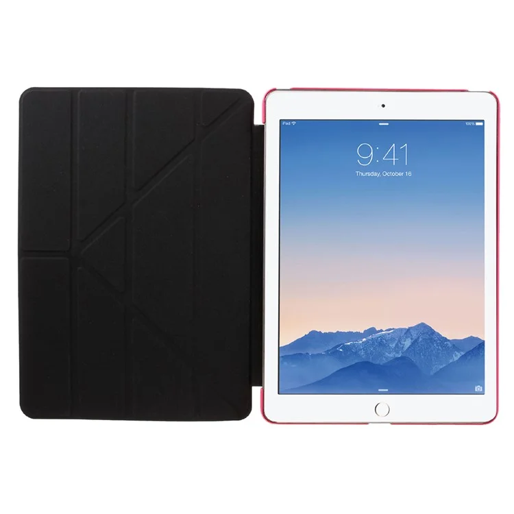 Tri-fold Origami Stand Leather Folio Case for iPad Air 2 - Rose