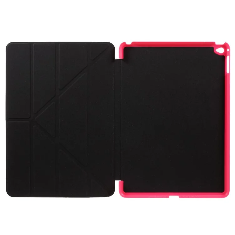 Tri-fold Origami Stand Leather Folio Case for iPad Air 2 - Rose