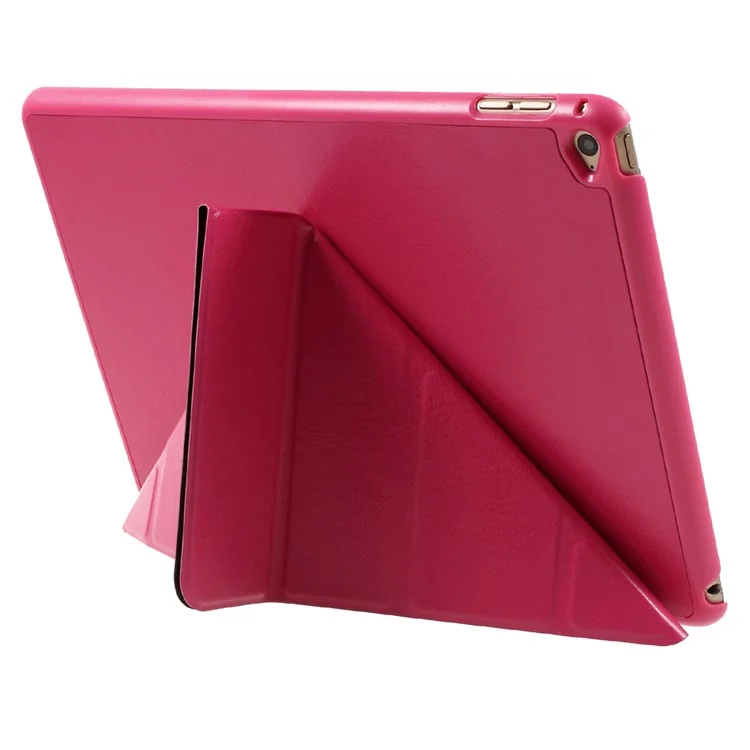 Tri-fold Origami Stand Leather Folio Case for iPad Air 2 - Rose