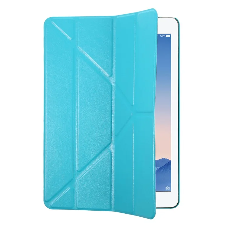 Tri-fold Origami Stand Leather Folio Case for iPad Air 2 - Blue