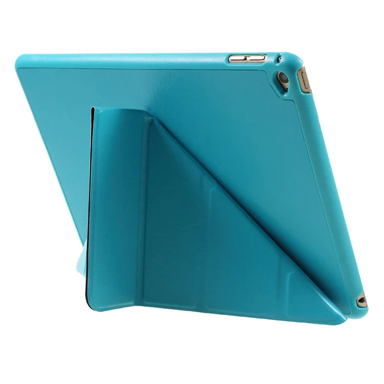 Tri-fold Origami Stand Leather Folio Case for iPad Air 2 - Blue