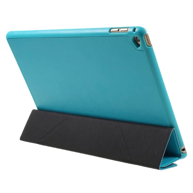 Tri-fold Origami Stand Leather Folio Case for iPad Air 2 - Blue