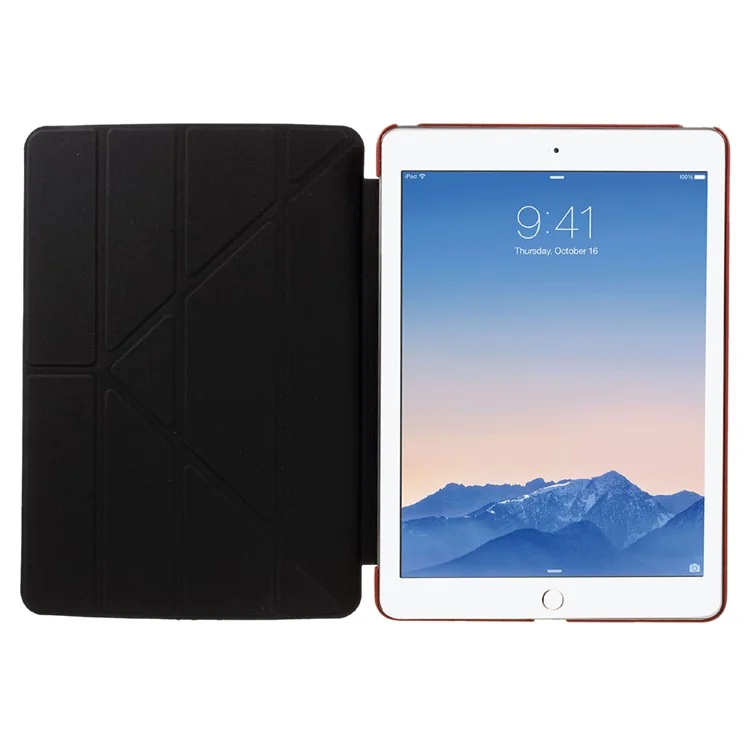 Crazy Horse Origami Stand Leather Folio Case for iPad Air 2 - Brown