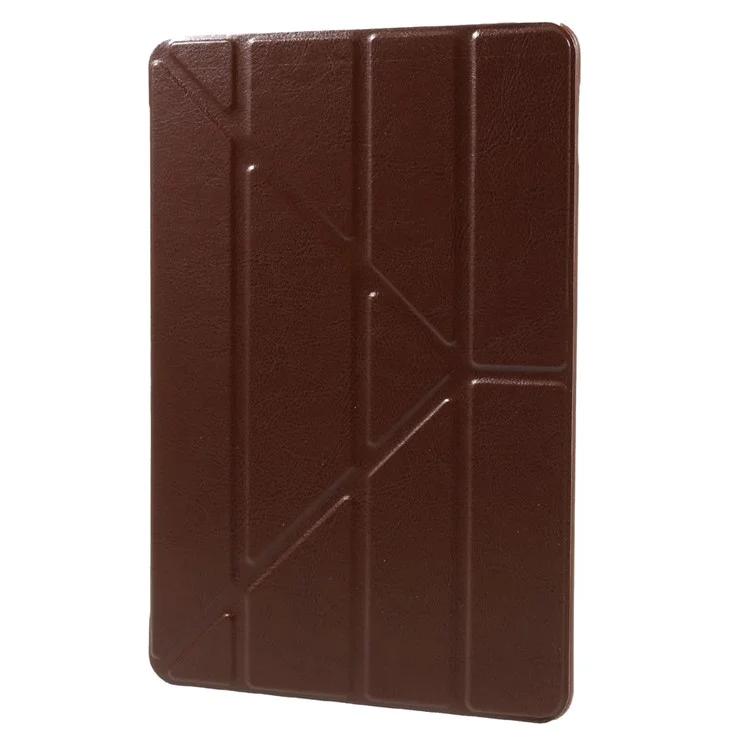 Crazy Horse Origami Stand Leather Folio Case for iPad Air 2 - Brown