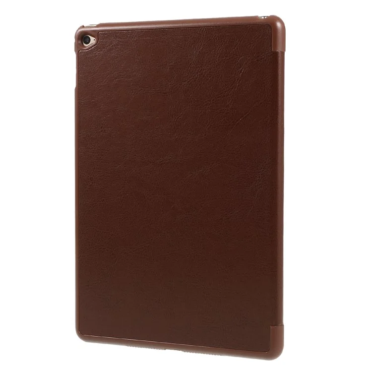 Crazy Horse Origami Stand Leather Folio Case for iPad Air 2 - Brown