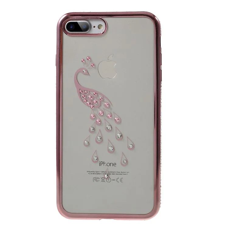 SHENGO Bling Diamond Plating TPU Phone Case for iPhone 7 Plus - Peacock / Rose Gold