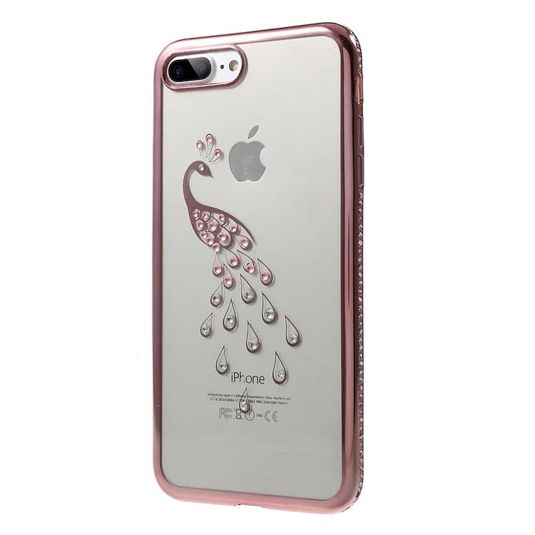 SHENGO Bling Diamond Plating TPU Phone Case for iPhone 7 Plus - Peacock / Rose Gold