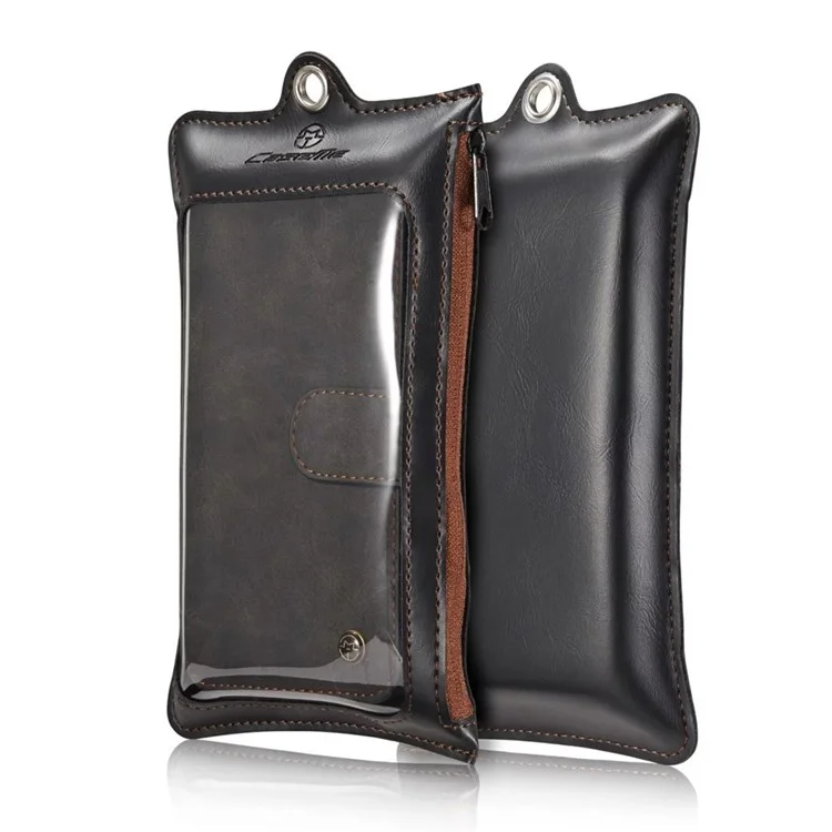 CASEME Multifunctional 2-in-1 Zipper Wallet Split Leather Case for iPhone SE 5s 5 - Black