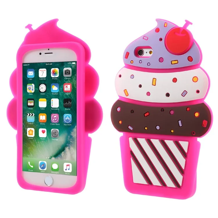 3D Cherry Ice Cream Silicone Case Mobile Accessory for iPhone 6s / 6 - Rose