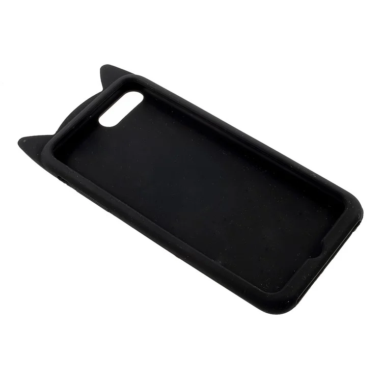 Lovely 3D Moustache Cat Soft Silicone Back Case for iPhone 8 Plus/7 Plus - Black
