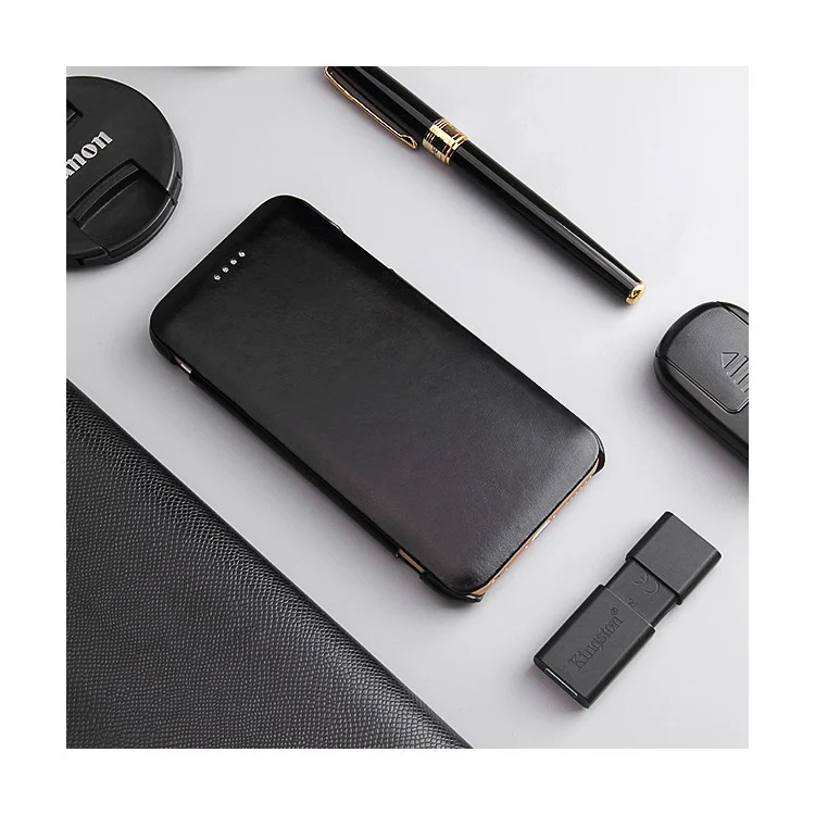 FIERRE SHANN for iPhone 7 Plus 5.5 Full Grain Genuine Leather Flip Mobile Casing - Black