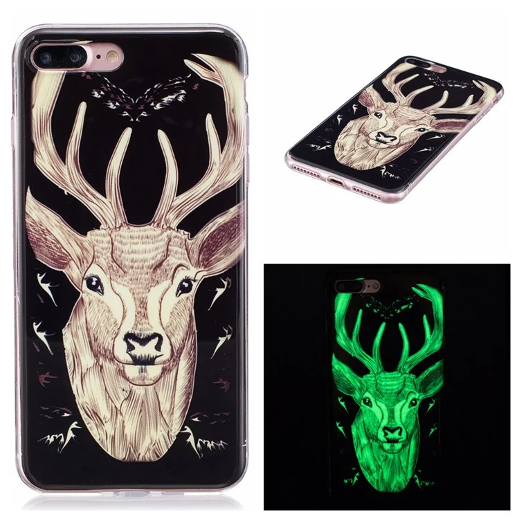 Luminous IMD TPU Gel Case for iPhone 7 Plus - Elk Pattern