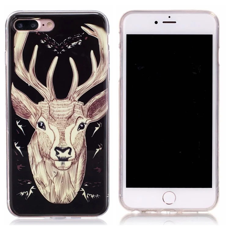 Luminous IMD TPU Gel Case for iPhone 7 Plus - Elk Pattern