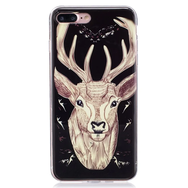 Luminous IMD TPU Gel Case for iPhone 7 Plus - Elk Pattern
