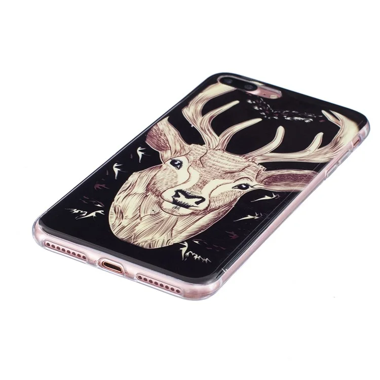 Luminous IMD TPU Gel Case for iPhone 7 Plus - Elk Pattern