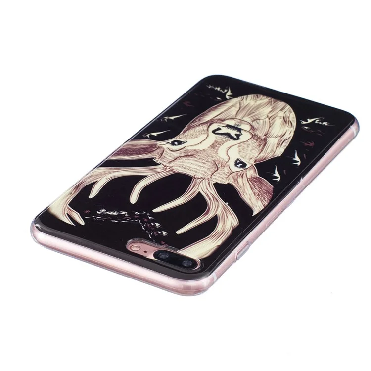 Luminous IMD TPU Gel Case for iPhone 7 Plus - Elk Pattern