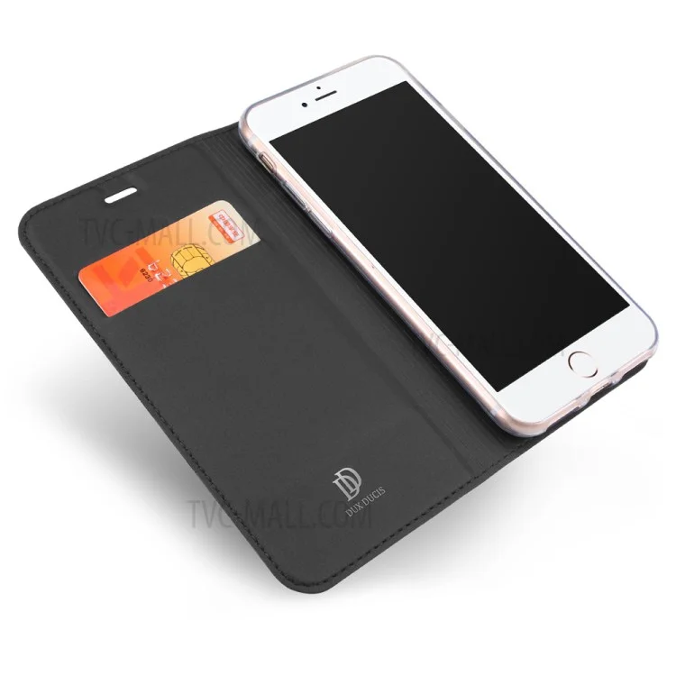 DUX DUCIS Skin Pro Series for iPhone 7 4.7 Business Leather Stand Mobile Case - Dark Grey