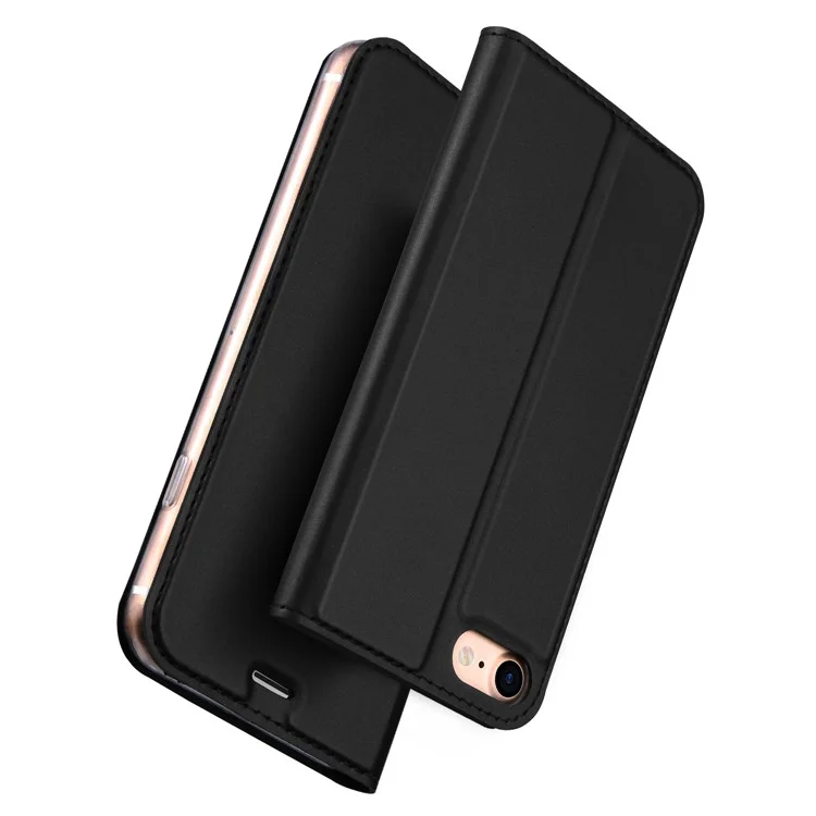 DUX DUCIS Skin Pro Series for iPhone 7/8/SE (2020)/SE (2022) Business Leather Stand Mobile Case with Card Holder - Black