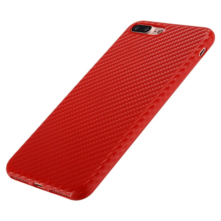 SULADA Carbon Fiber Texture Soft Back Phone Casing (TPU) for iPhone 7 Plus - Red