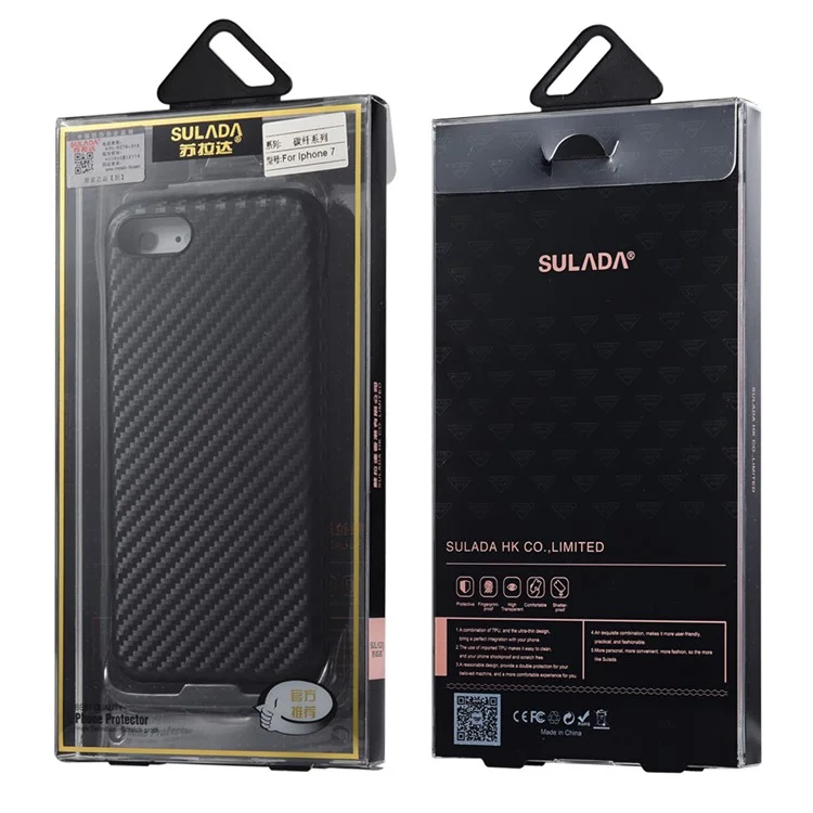 SULADA Carbon Fiber Texture Soft Back Phone Casing (TPU) for iPhone 7 Plus - Red