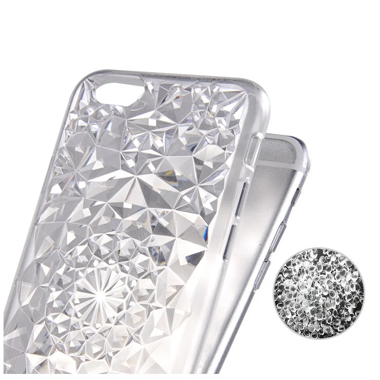 SULADA 3D Diamond Pattern Glittery TPU Cell Phone Case for iPhone 6s 6 - White