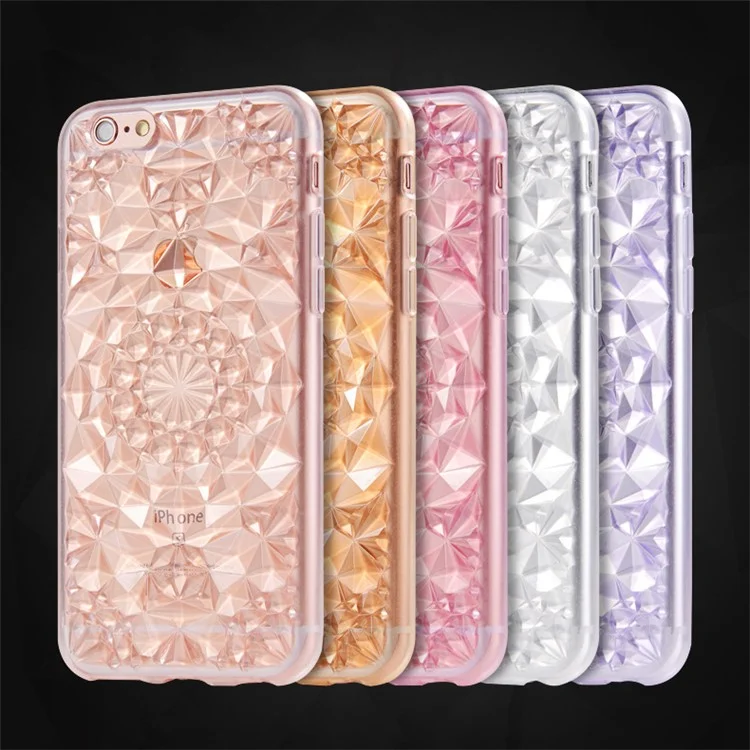 SULADA 3D Diamond Pattern Glittery TPU Cell Phone Case for iPhone 6s 6 - White