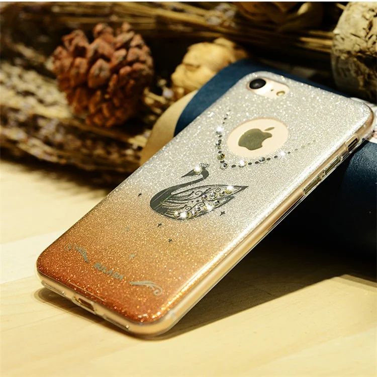 SULADA Rhinestone Swan Glitter Powder TPU Phone Casing for iPhone 7 4.7 2016 - Gold