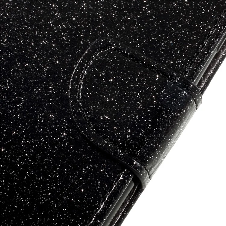 Glitter Powder Leather Wallet Phone Case for iPhone 8 / 7 4.7 inch with Stand - Black