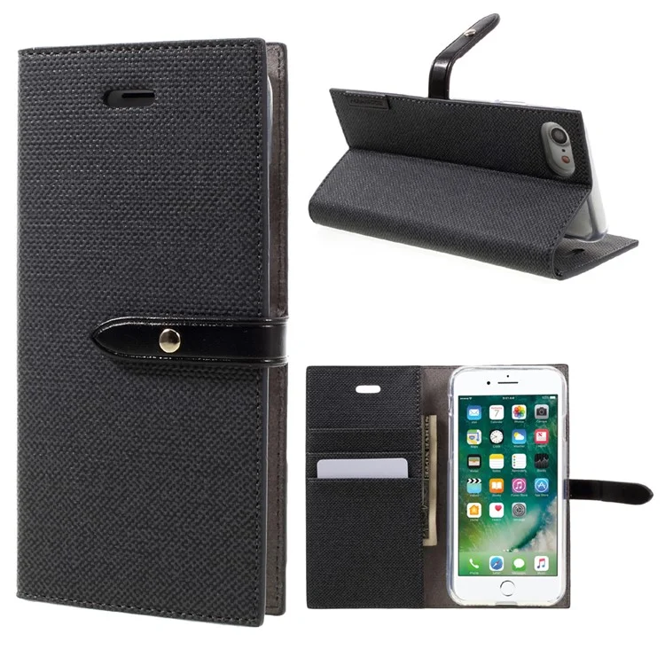MERCURY GOOSPERY Milano Diary Case for iPhone 8 / 7 4.7 inch Leather Wallet Phone Cover - Black