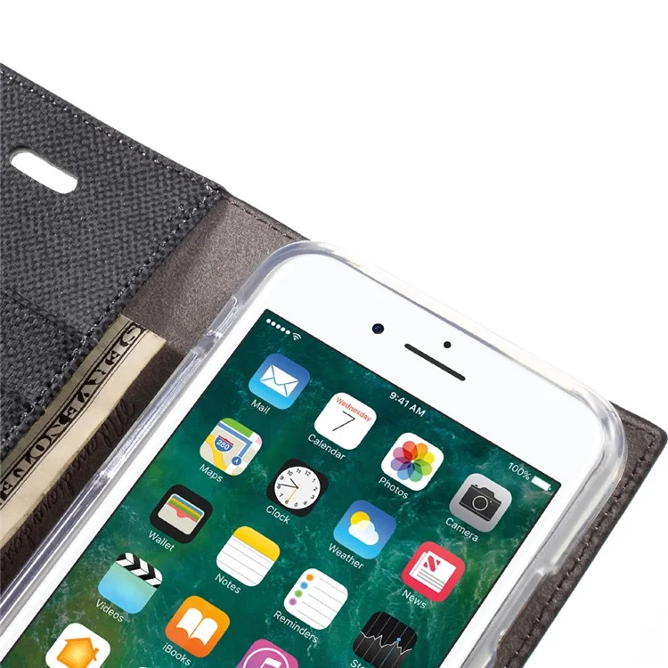 MERCURY GOOSPERY Milano Diary Case for iPhone 8 / 7 4.7 inch Leather Wallet Phone Cover - Black