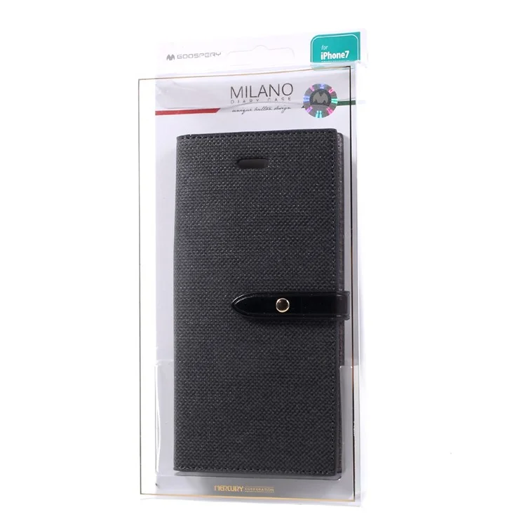 MERCURY GOOSPERY Milano Diary Case for iPhone 8 / 7 4.7 inch Leather Wallet Phone Cover - Black