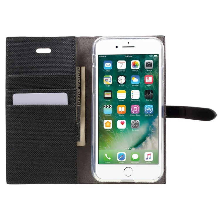 MERCURY GOOSPERY Milano Diary Case for iPhone 8 / 7 4.7 inch Leather Wallet Phone Cover - Black