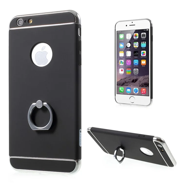 FSHANG Finger Ring Kickstand Hard Phone Case for iPhone 6s Plus / 6 Plus - Black