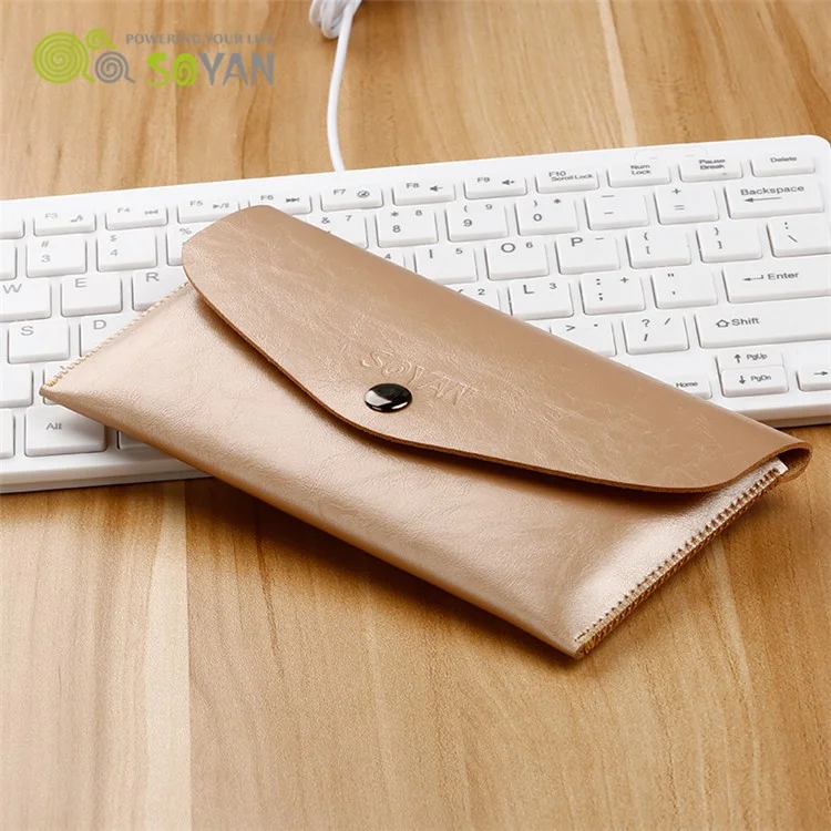 SOYAN Crazy Horse Universal Leather Wallet Handbag Case for iPhone 7 Plus / 6s Plus Etc. - Gold