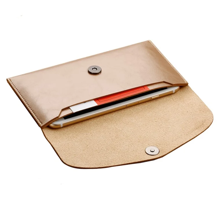 SOYAN Crazy Horse Universal Leather Wallet Handbag Case for iPhone 7 Plus / 6s Plus Etc. - Gold