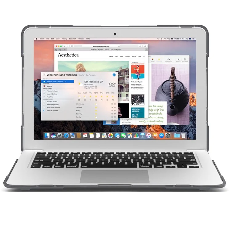 Für MacBook Air 13,3 Zoll Durchsichten Vollschutz PC TPU-Hülle Mit Kickstand A1369 / A1466 - Grau