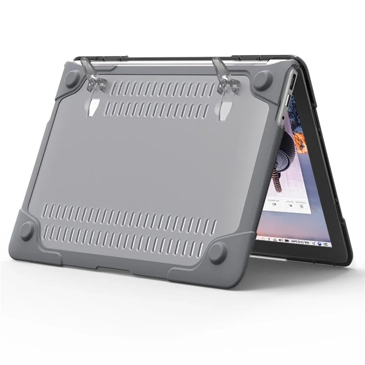 Para MacBook Air 13.3 Pulgada Véplica Full Protection PC TPU Funda Con KickStand A1369 / A1466 - Gris