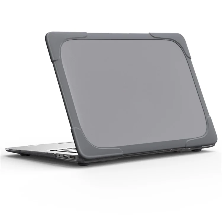 Para MacBook Air 13.3 Polegadas See-through Full Protection PC TPU Caso Com Kickstand A1369 / A1466 - Cinza