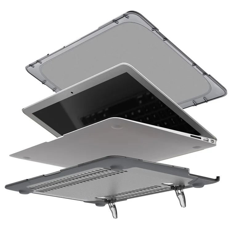 Pour MacBook Air 13,3 Pouces PC PC TPU PC TPU Avec Kickstand A1369 / A1466 - Gris