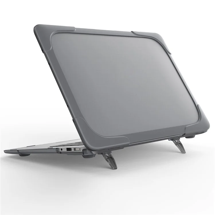 For Macbook Air 13.3 Inch See-through Full Protection PC TPU Case with Kickstand A1369/A1466 - Grey