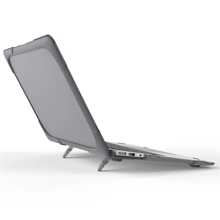 For Macbook Air 13.3 Inch See-through Full Protection PC TPU Case with Kickstand A1369/A1466 - Grey