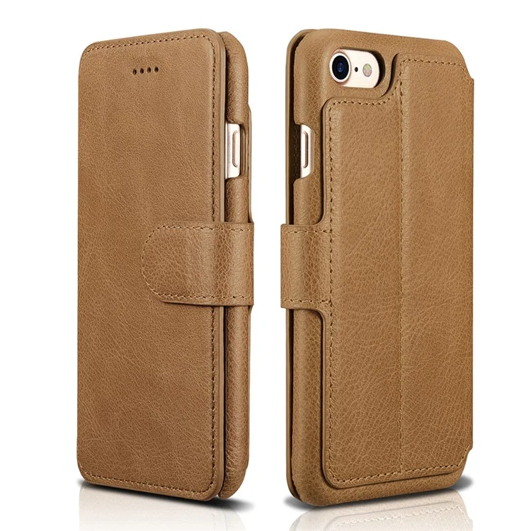XOOMZ Flip Genuine Leather Wallet Stand Cellphone Case for iPhone 7 4.7 inch - Brown