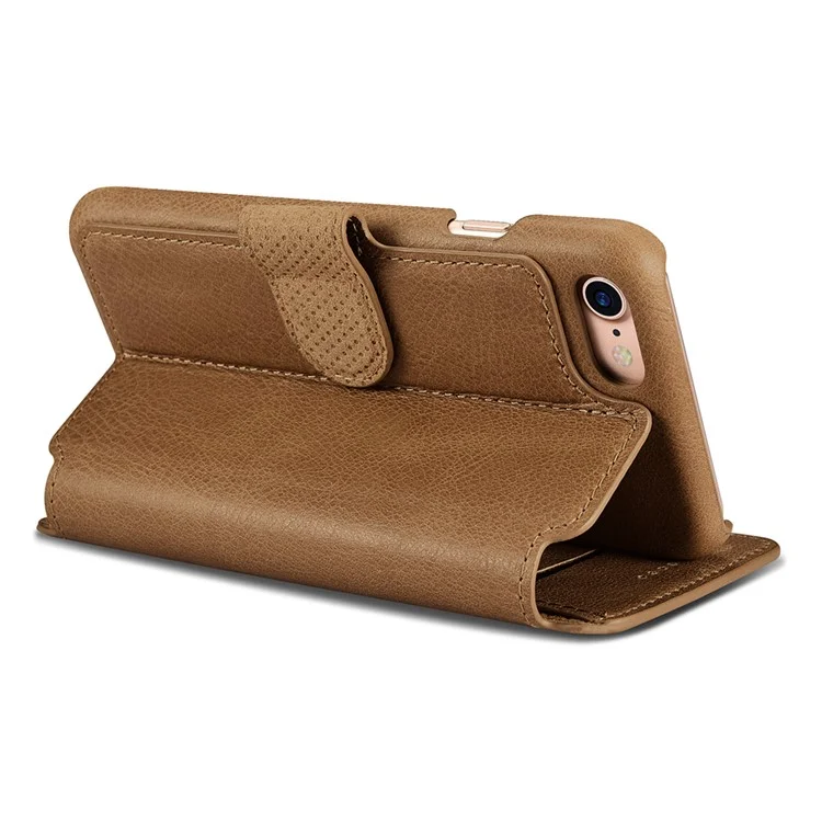 XOOMZ Flip Genuine Leather Wallet Stand Cellphone Case for iPhone 7 4.7 inch - Brown