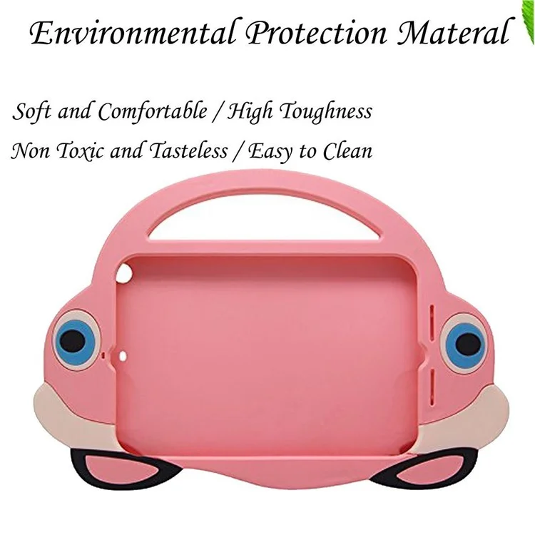 3D Fun Mini Cartoon Car Shockproof Silicone Protective Case Cover for iPad Mini 4 - Pink